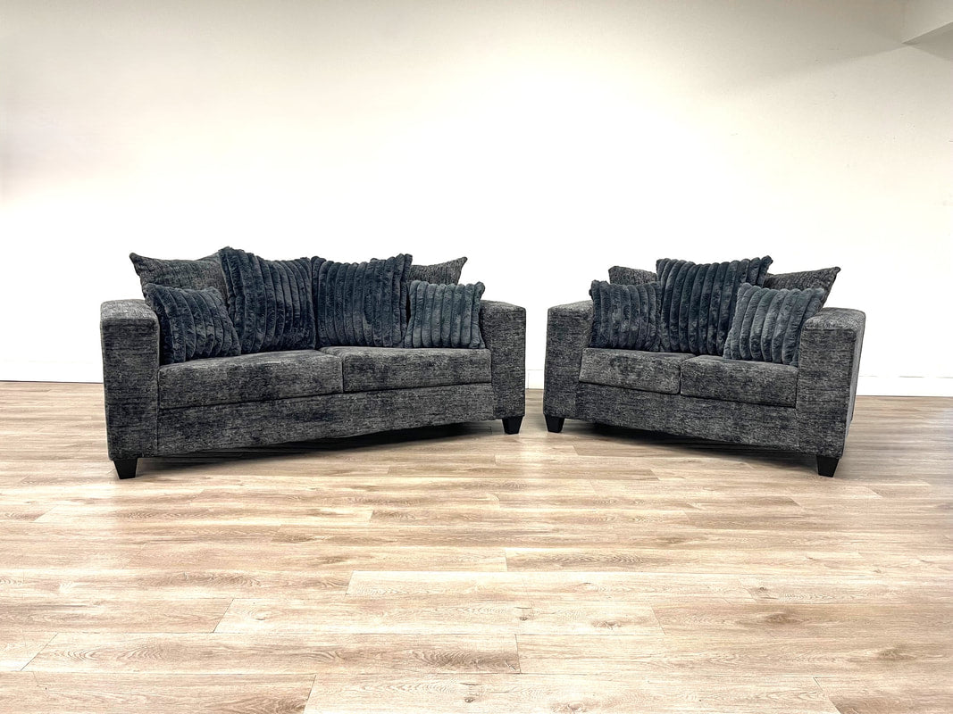 Luxe Living – Charcoal Mist 2PC Sofa & Loveseat Set - Ken Ecommerce Specialist