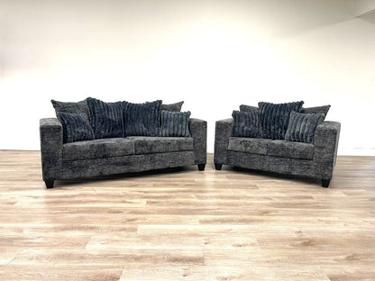 Luxe Living – Charcoal Mist 2PC Sofa & Loveseat Set - Ken Ecommerce Specialist