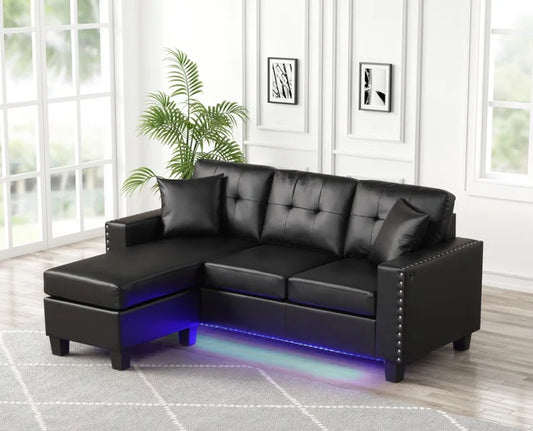 Messi Black PU – Reversible Sectional