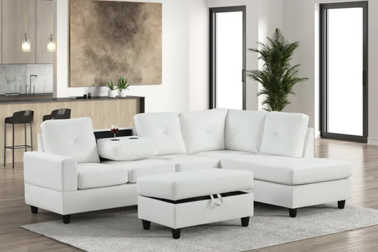 Rocket White PU Storage Ottoman (Optional Add-On)