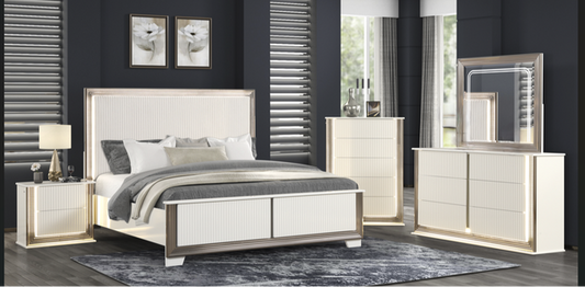 Beverly 5-Piece LED Bedroom Set – Queen or King | Modern Glam Design