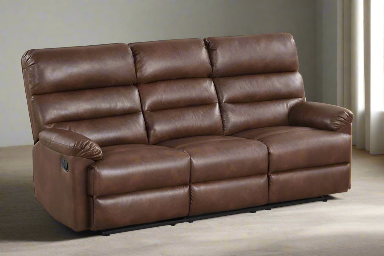 Brown leather sofa on a white background